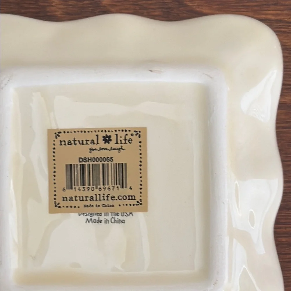NATURAL LIFE Floral Ceramic Quote Trinket Tray OS NWT